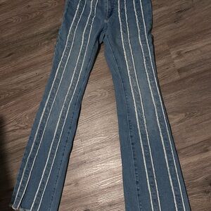 Wild Fable Blue Striped Flare Jeans